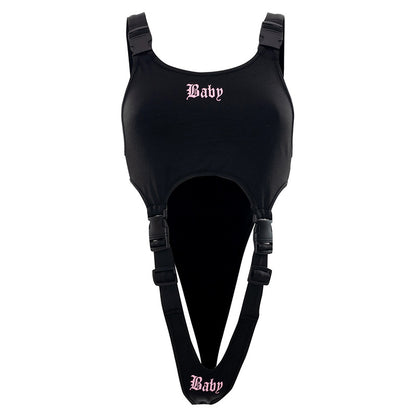 "Baby" Printed One-piece Strap Buckle Sexy Lingerie