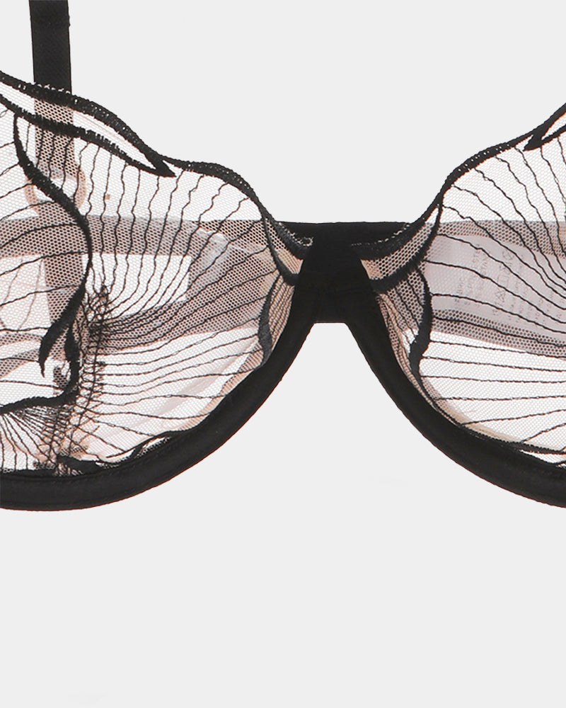 Ruffle Shoulder Strap Bra and Panty Set