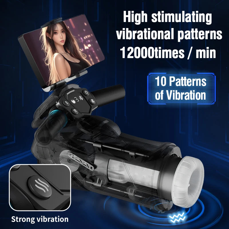 Quusvik Automatic Male Masturbator With 7 Thrusting & Vibrating & Sucking Modes Bluetooth Vagina Male Masturbator Cup Sex Toys for Men