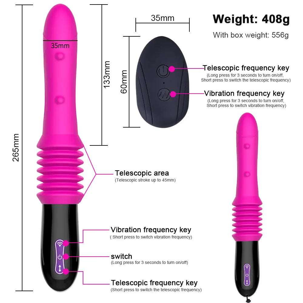 Quusvik 10 Mode Big Dildo Vibrator Realistic Lesbian Penis Sex Toy with Up and Down Motion for Women8