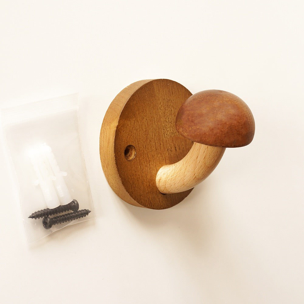 Creative punch-free solid wood mushroom coat hook QUUSVIK