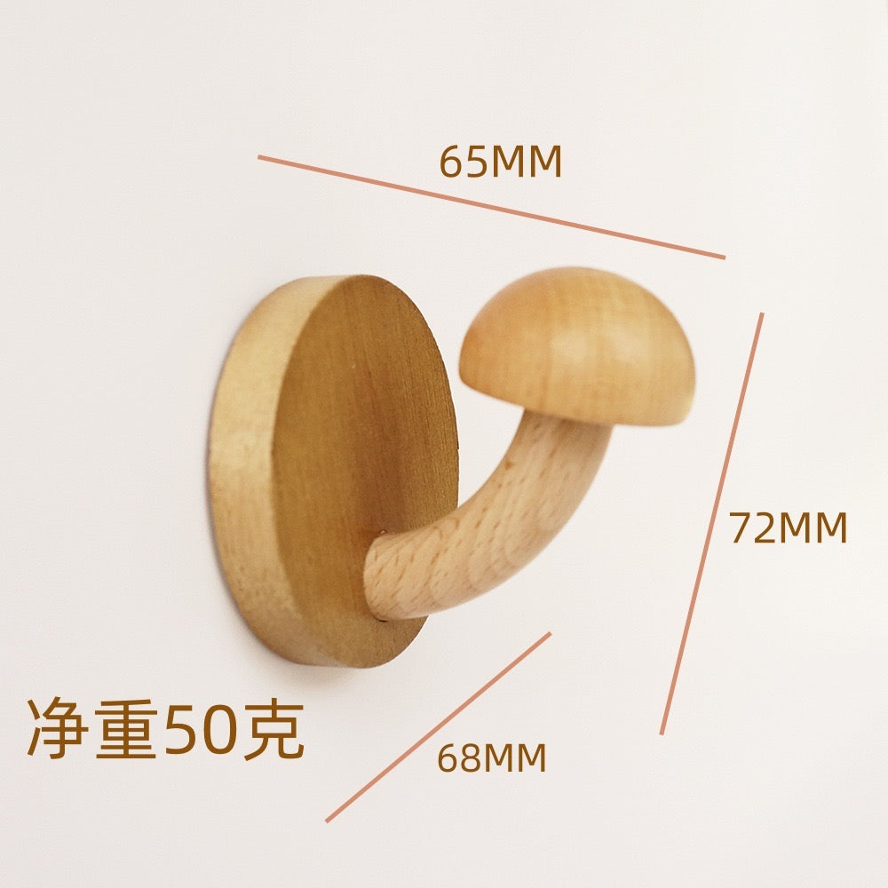 Creative punch-free solid wood mushroom coat hook QUUSVIK