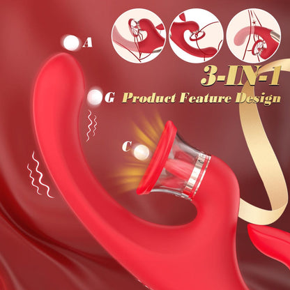 Quusvik - Sandra Tongue Licking Vibrator – 9 Vibrations & 9 Thrusting Modes, Vacuum Suction, IPX7 Waterproof, G-Spot & Clitoral Stimulation