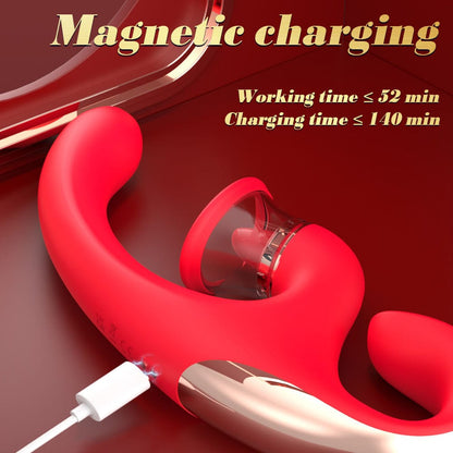 Quusvik - Sandra Tongue Licking Vibrator – 9 Vibrations & 9 Thrusting Modes, Vacuum Suction, IPX7 Waterproof, G-Spot & Clitoral Stimulation