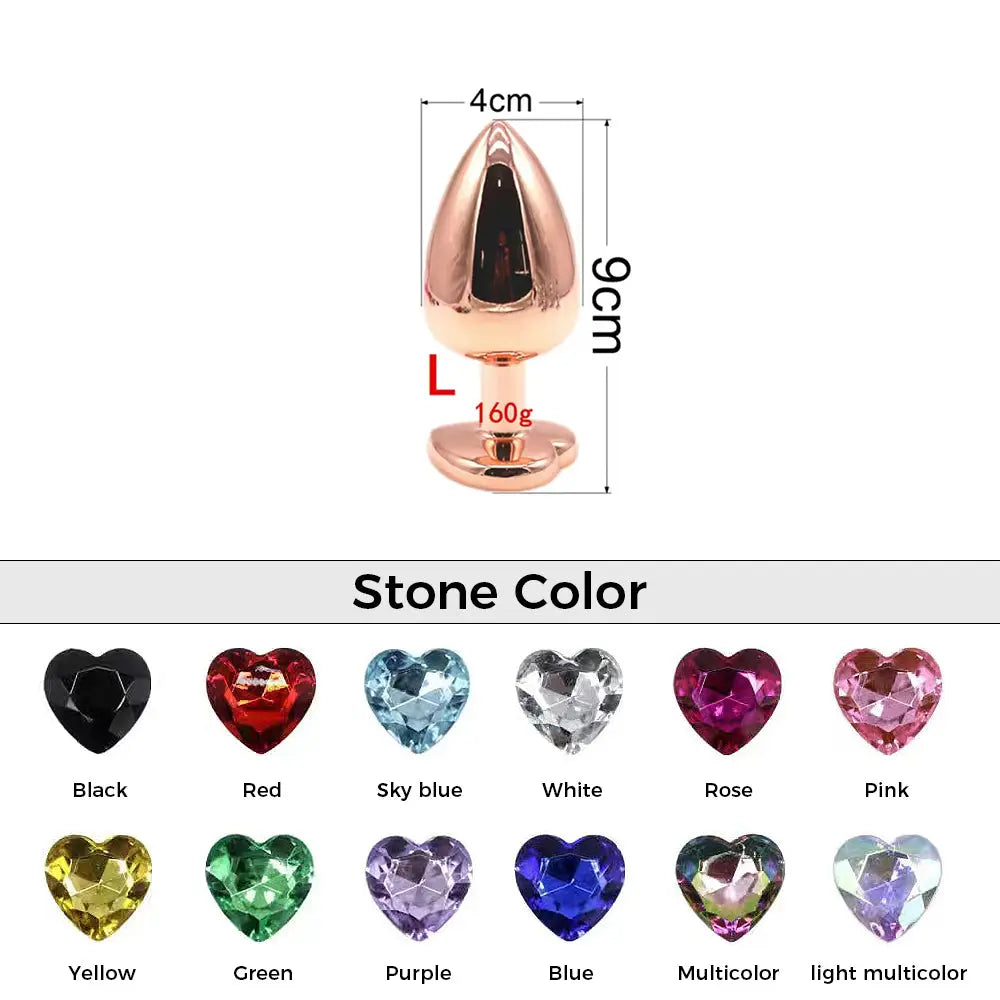 Quusvik multi-size stone colored rose gold heart-shaped butt plug1