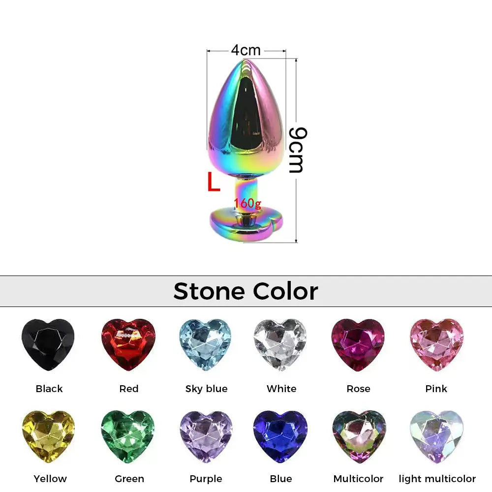 Quusvik multi-size multicolor stone heart-shaped butt plug6