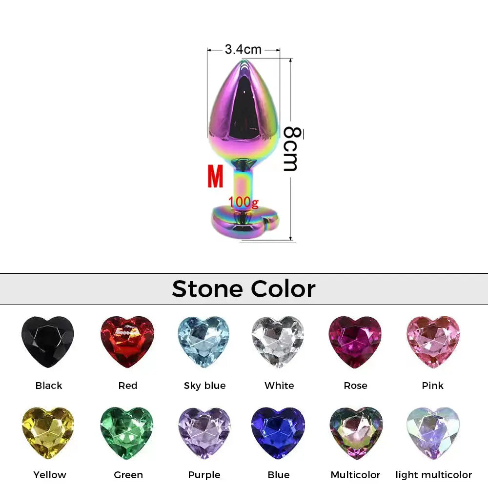 Quusvik multi-size multicolor stone heart-shaped butt plug1