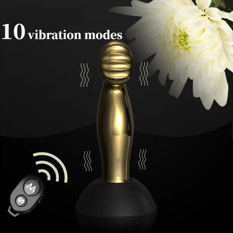 Quusvik wireless remote light deluxe gold-plated prostate massager masturbation stick butt plug anal plug1