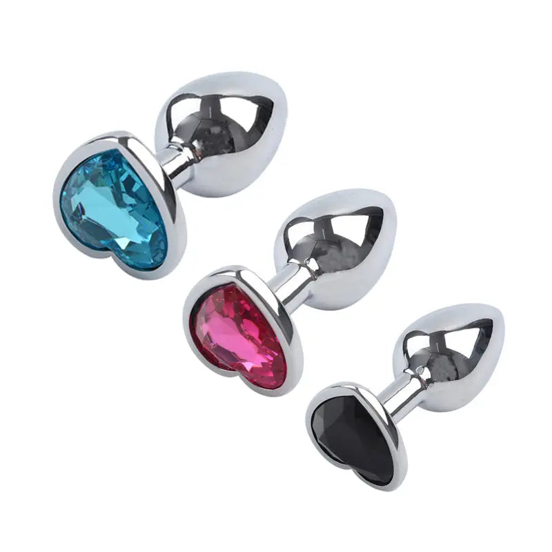 Quusvik multi-size stone color silver heart-shaped butt plug8