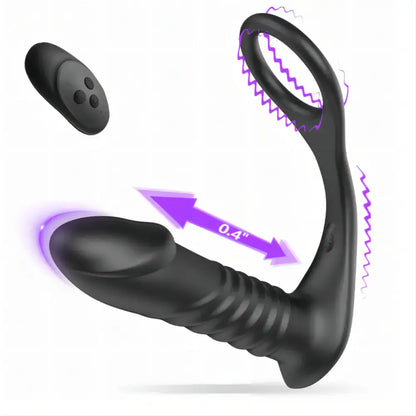 Quusvik - 10 Thrilling Vibration 3 Thrusting Silicone Remote Control Cock Ring Anal Vibrator Gay toy - Quusvik