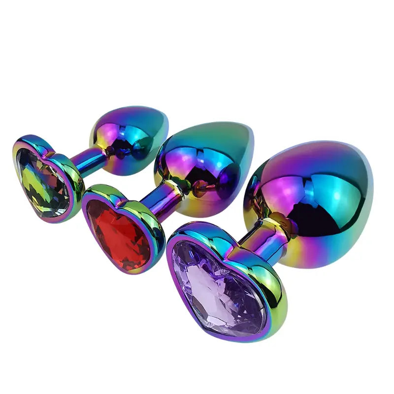 Quusvik multi-size multicolor stone heart-shaped butt plug0