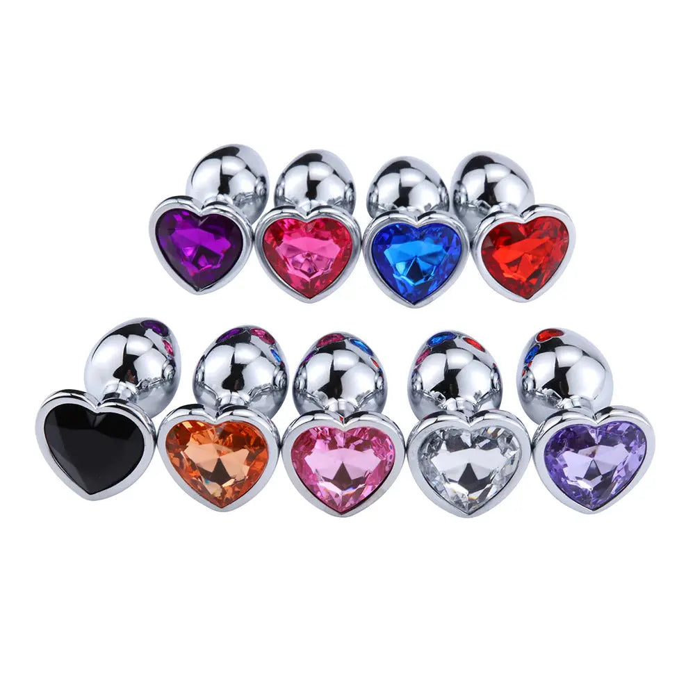 Quusvik multi-size stone color silver heart-shaped butt plug0