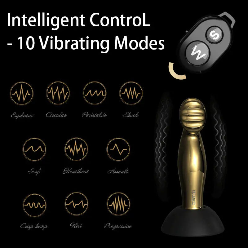 Quusvik wireless remote light deluxe gold-plated prostate massager masturbation stick butt plug anal plug2