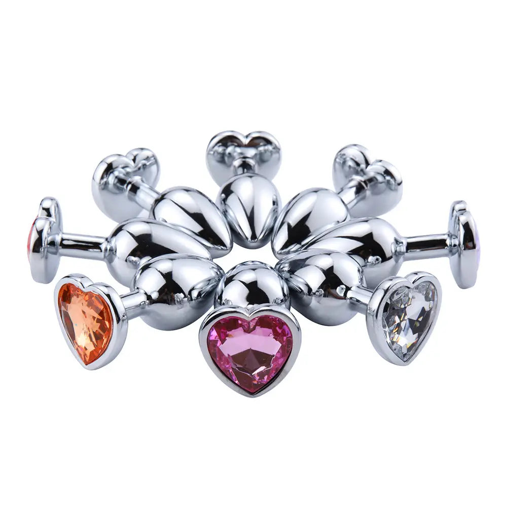 Quusvik multi-size stone color silver heart-shaped butt plug7