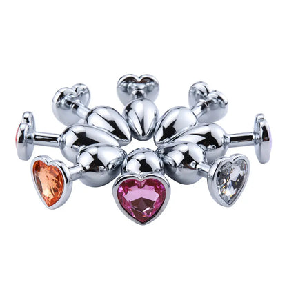 Quusvik multi-size stone color silver heart-shaped butt plug7