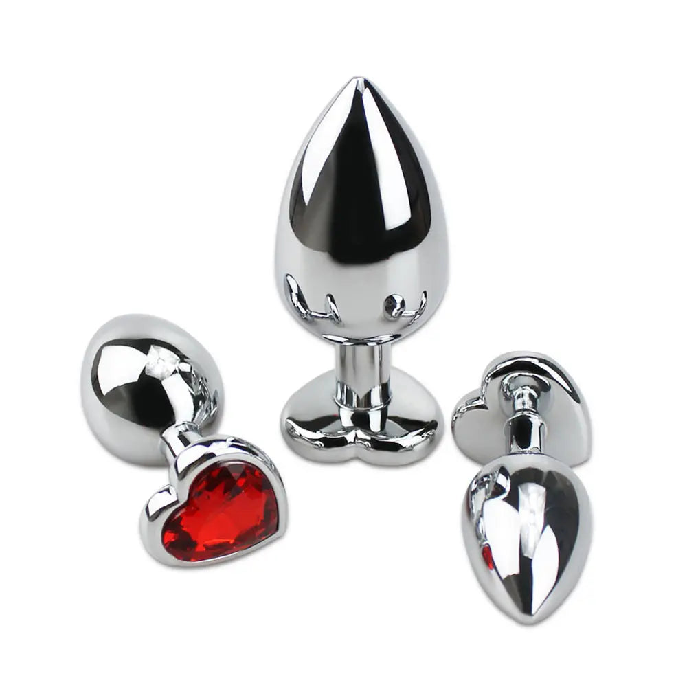 Quusvik multi-size stone color silver heart-shaped butt plug9