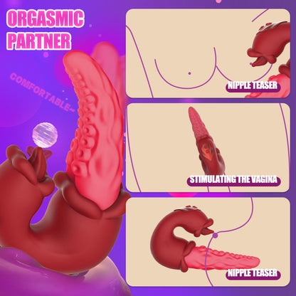 Quusvik - 3-in-1 Rose Muncher Octopus Tentacle G-Spot Vibrator | Swinging, Licking & Vibration