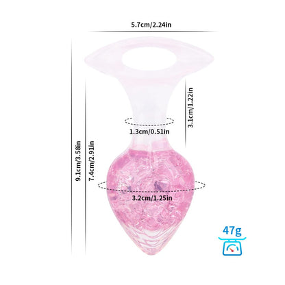 Quusvik Love-Shaped Crystal Butt Plug – Weighted Anal Plug for G-Spot & Prostate Stimulation, 3 Sizes, O-Ring Base, Liquid Silicone
