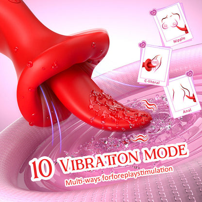 Quusvik Big Mouth Clitoris Suction & G-Spot Vibrator with 10 Tongue Licking Modes
