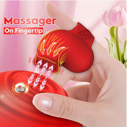 Quusvik Mini Rose Finger Vibrator – Clitoral & Nipple Stimulation, 10 Modes