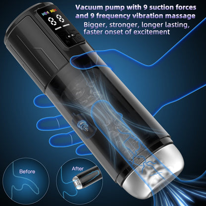 Quusvik 2-in-1 Auto Suction Male Masturbator – 9 Suction & 9 Vibration Modes, IPX7 Waterproof, LED Display, RGB Lights