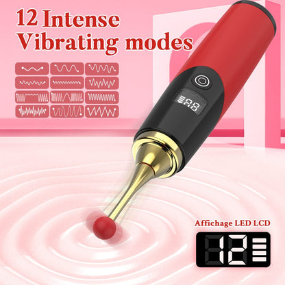 Quusvik Precision Clit & G-Spot Vibrator – 12 Vibration Modes, 2 Interchangeable Heads, Body-Safe Silicone, Waterproof (Red)