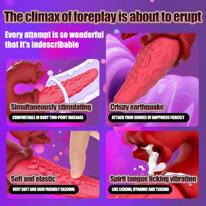 Quusvik - 3-in-1 Rose Muncher Octopus Tentacle G-Spot Vibrator | Swinging, Licking & Vibration