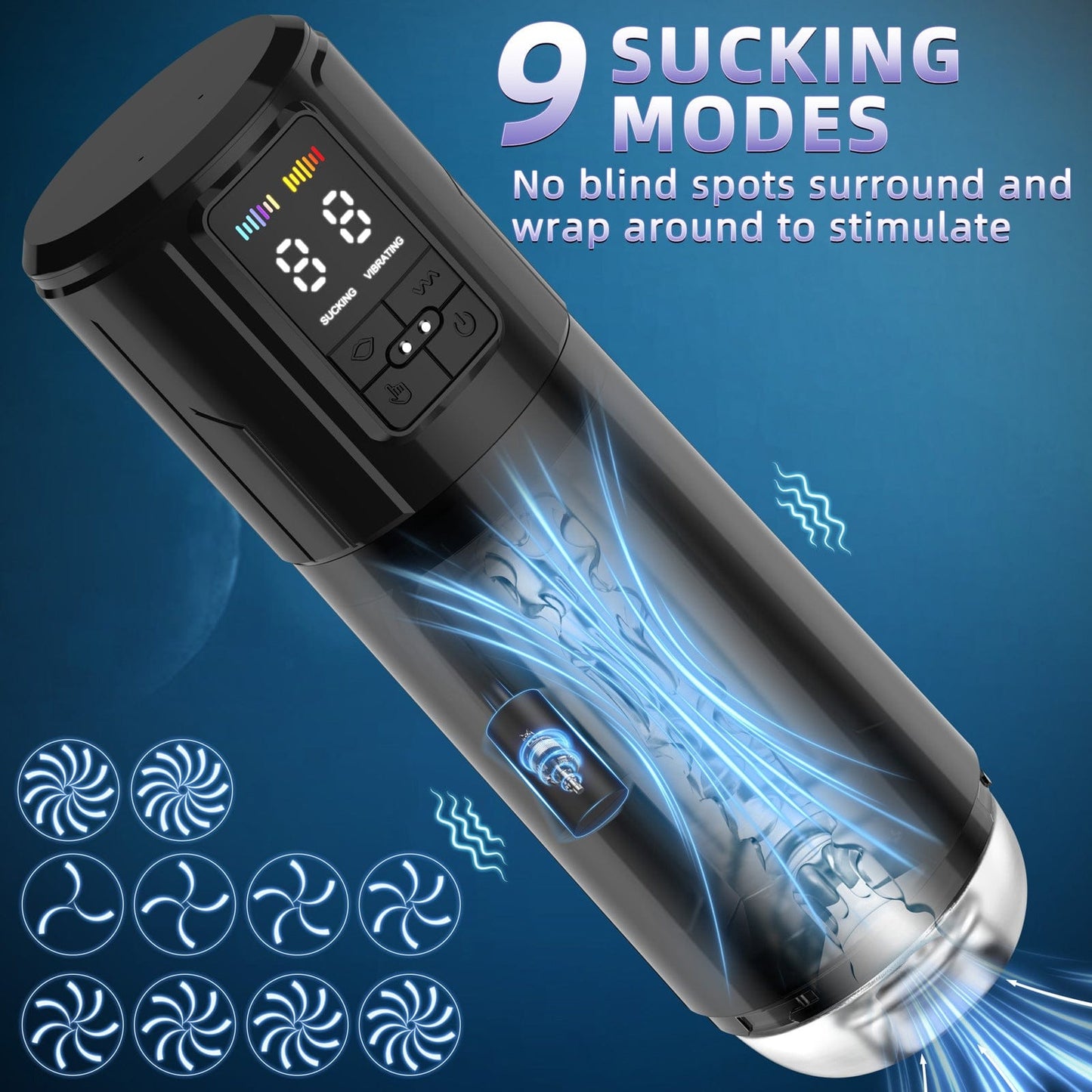 Quusvik 2-in-1 Auto Suction Male Masturbator – 9 Suction & 9 Vibration Modes, IPX7 Waterproof, LED Display, RGB Lights