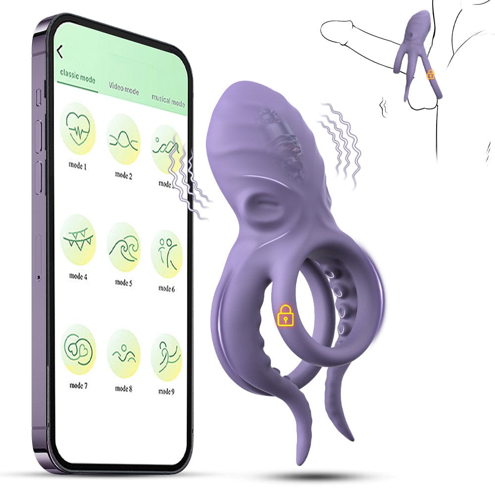 Octopus Lock Delayed Ejaculation Penis Ring Wireless APP