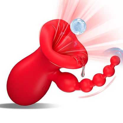 Quusvik Big Mouth Clitoral Suction & Anal Bead Vibrator – 10 Tongue Licking & Vibration Modes
