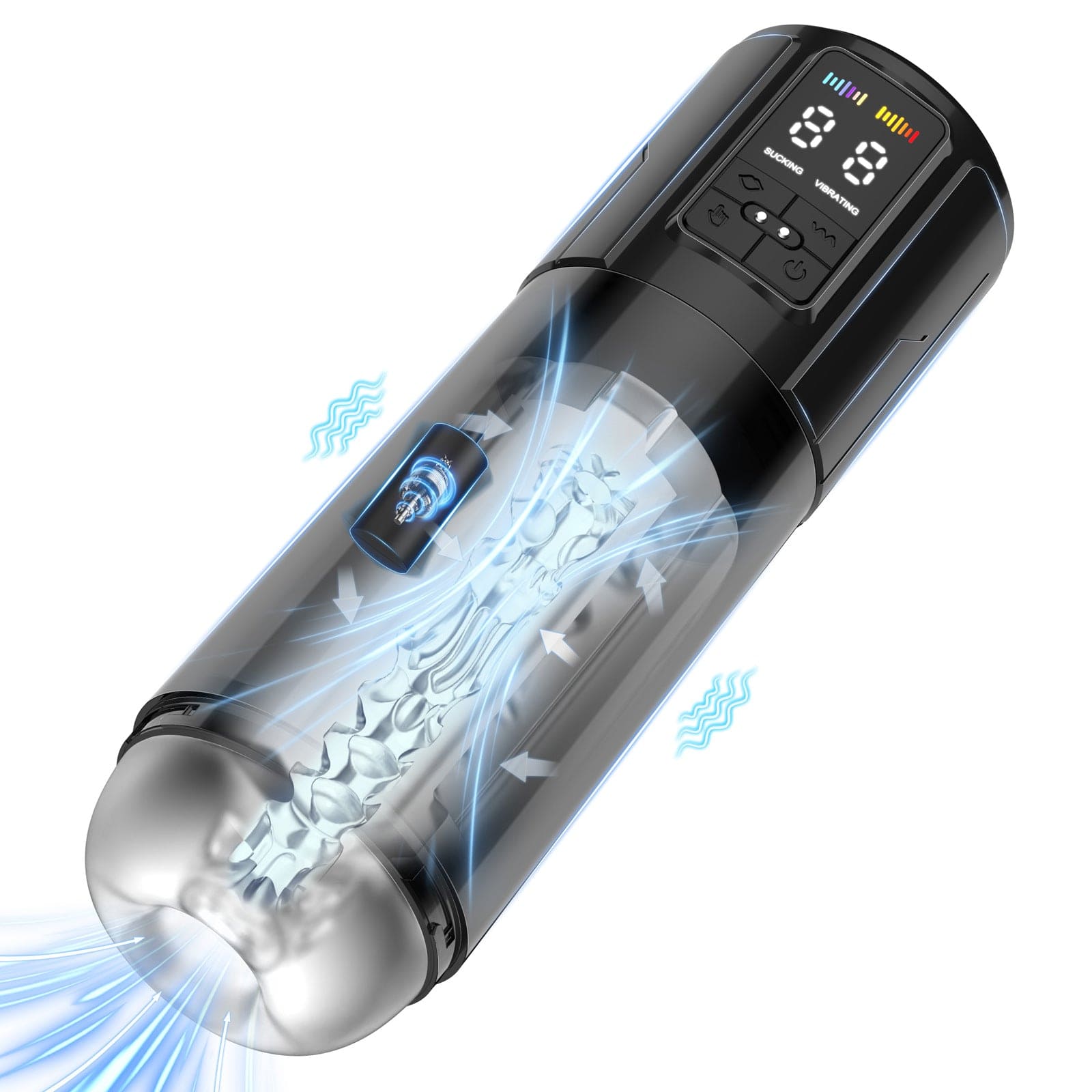 Quusvik 2-in-1 Auto Suction Male Masturbator – 9 Suction & 9 Vibration Modes, IPX7 Waterproof, LED Display, RGB Lights