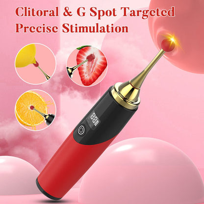 Quusvik Precision Clit & G-Spot Vibrator – 12 Vibration Modes, 2 Interchangeable Heads, Body-Safe Silicone, Waterproof (Red)