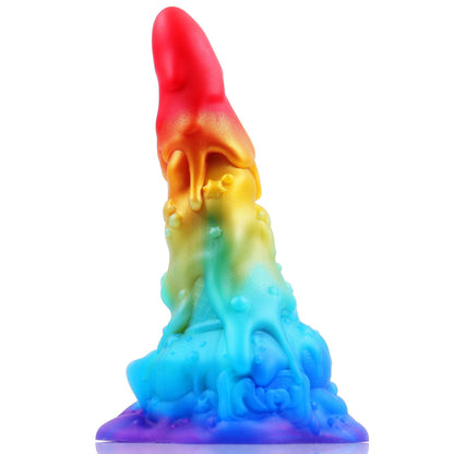 Quusvik - 7.48-inch Rainbow Ice Cream Fantasy Liquid Silicone Dildo