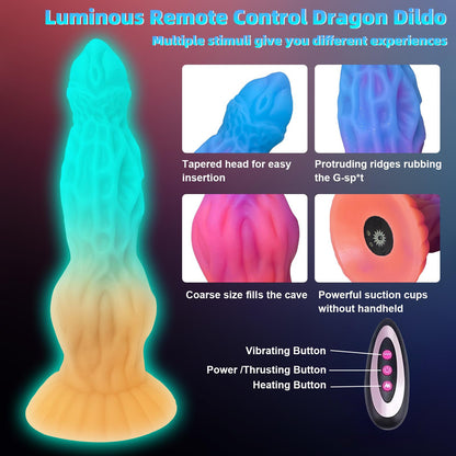 Quusvik Luminous Dragon Dildo – 10" Thrusting & Heating Vibrator with Remote