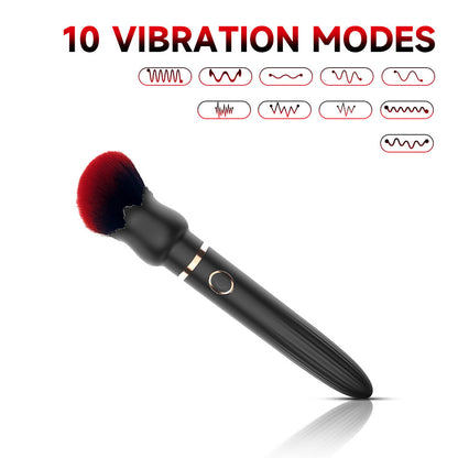 Discreet Makeup Brush Vibrator – 10 Frequency Rechargeable Mini Wand for On-the-Go Pleasure