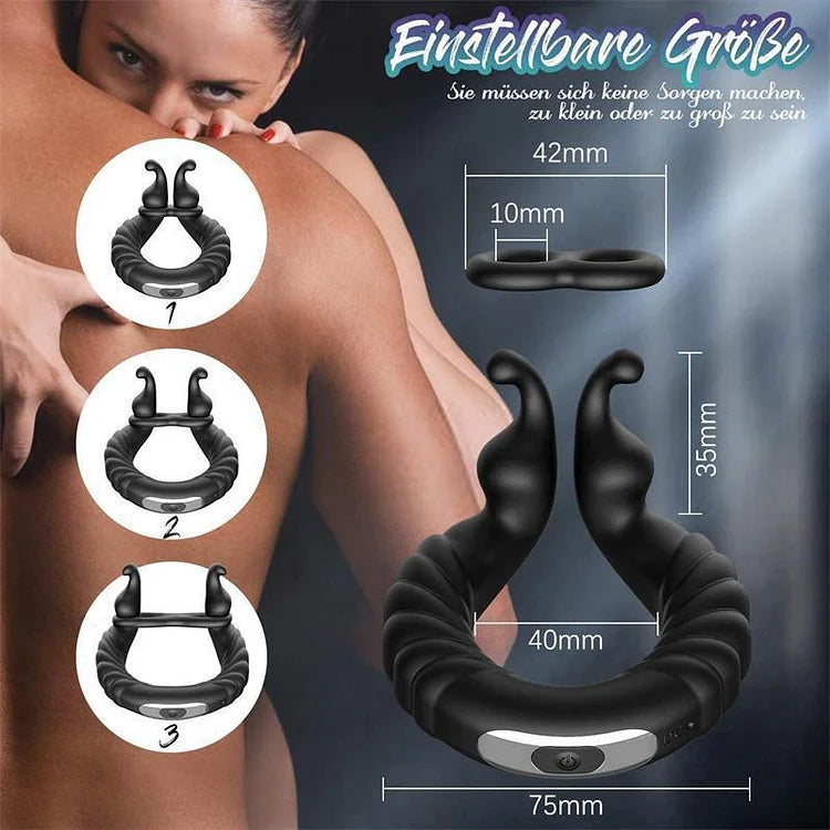 Quusvik - Vibrating Dual Penis Ring Dildo Stretchy Cock Ring