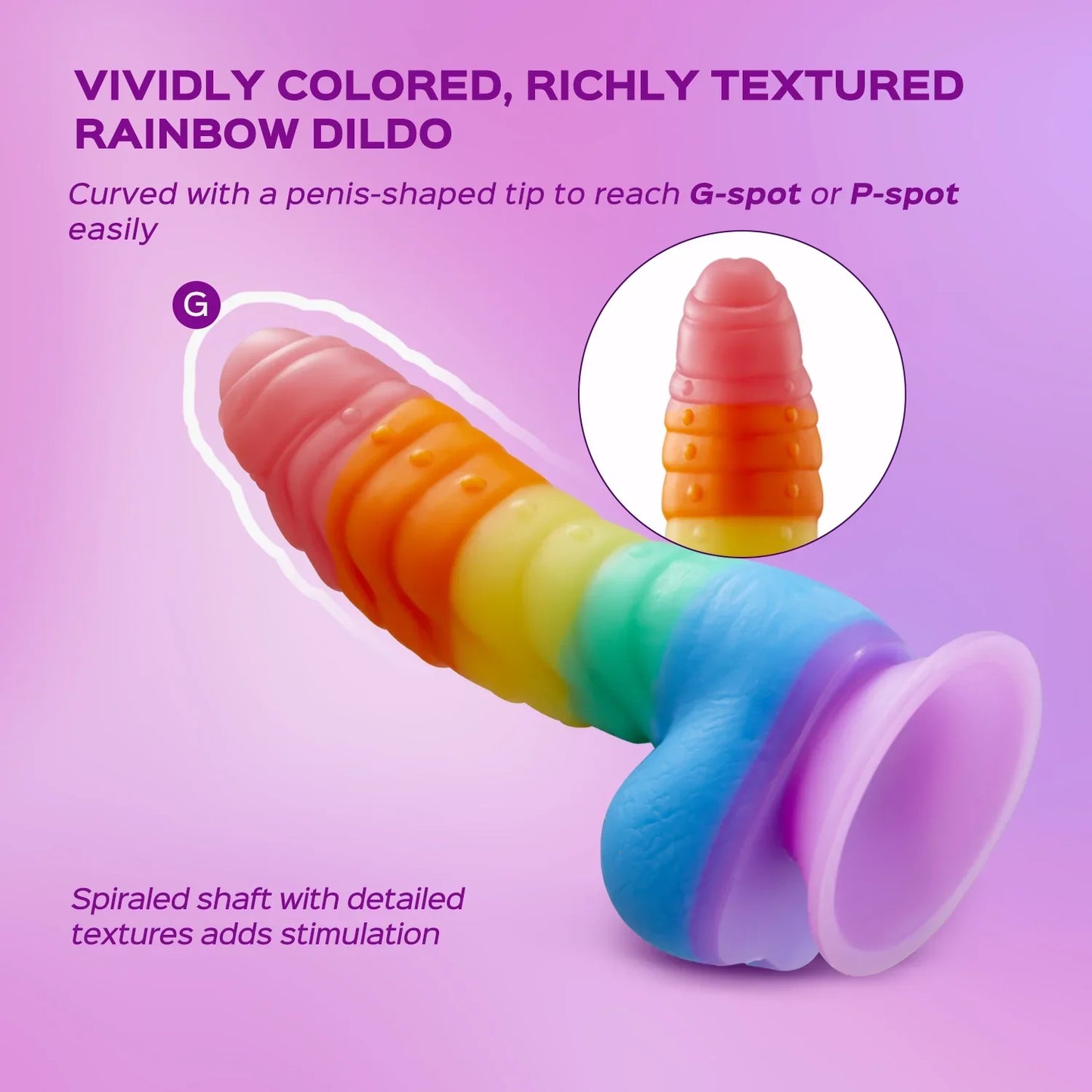 Pride - Rainbow Silicone Suction Cup Dildo Strap-On Harness Kit