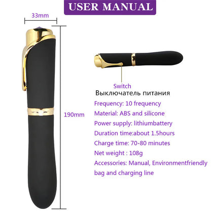 Quusvik - Massager 10 Speed Pen-shaped G-spot Vibrating Dildo 1Magic