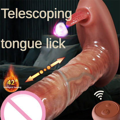 Wearable Thrusting Dildo Vibrator – Realistic G-Spot & Clit Massager with Heating, Tongue Lick & Remote Control