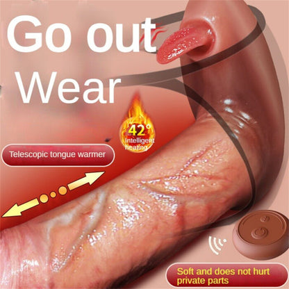 Wearable Thrusting Dildo Vibrator – Realistic G-Spot & Clit Massager with Heating, Tongue Lick & Remote Control