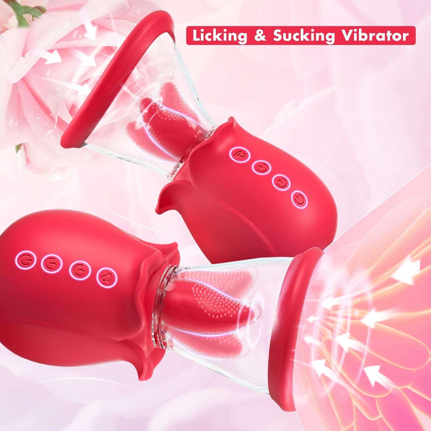 Quusvik - 3 in 1 Sucking &Licking Rose Vibrators