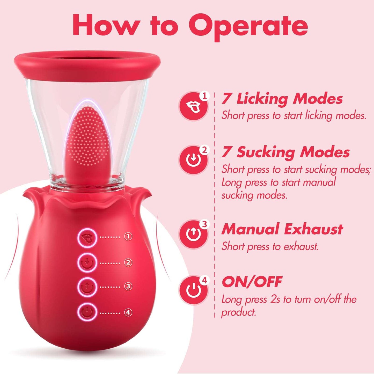 Quusvik - 3 in 1 Sucking &Licking Rose Vibrators