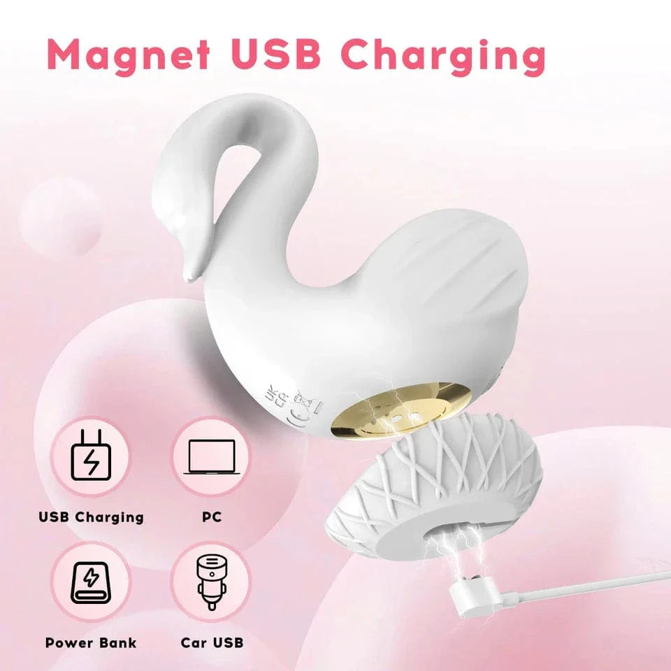 Swan Sucking Clitoral & Nipple Stimulation Vibrator – 10 Suction & Vibration Modes, USB Rechargeable, Waterproof
