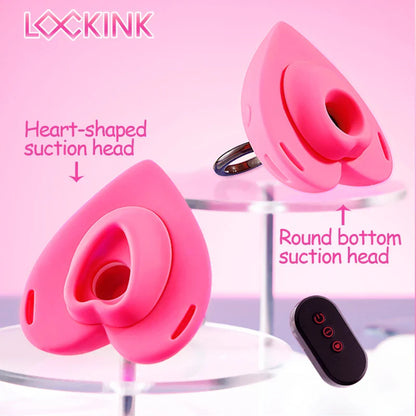 Lockink - Pink Love-Shaped Wearable Clitoral Suction Vibrator with Remote Control