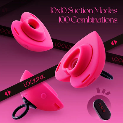 Lockink - Pink Wearable Clitoral Suction Vibrator | Remote & Hands-Free Control
