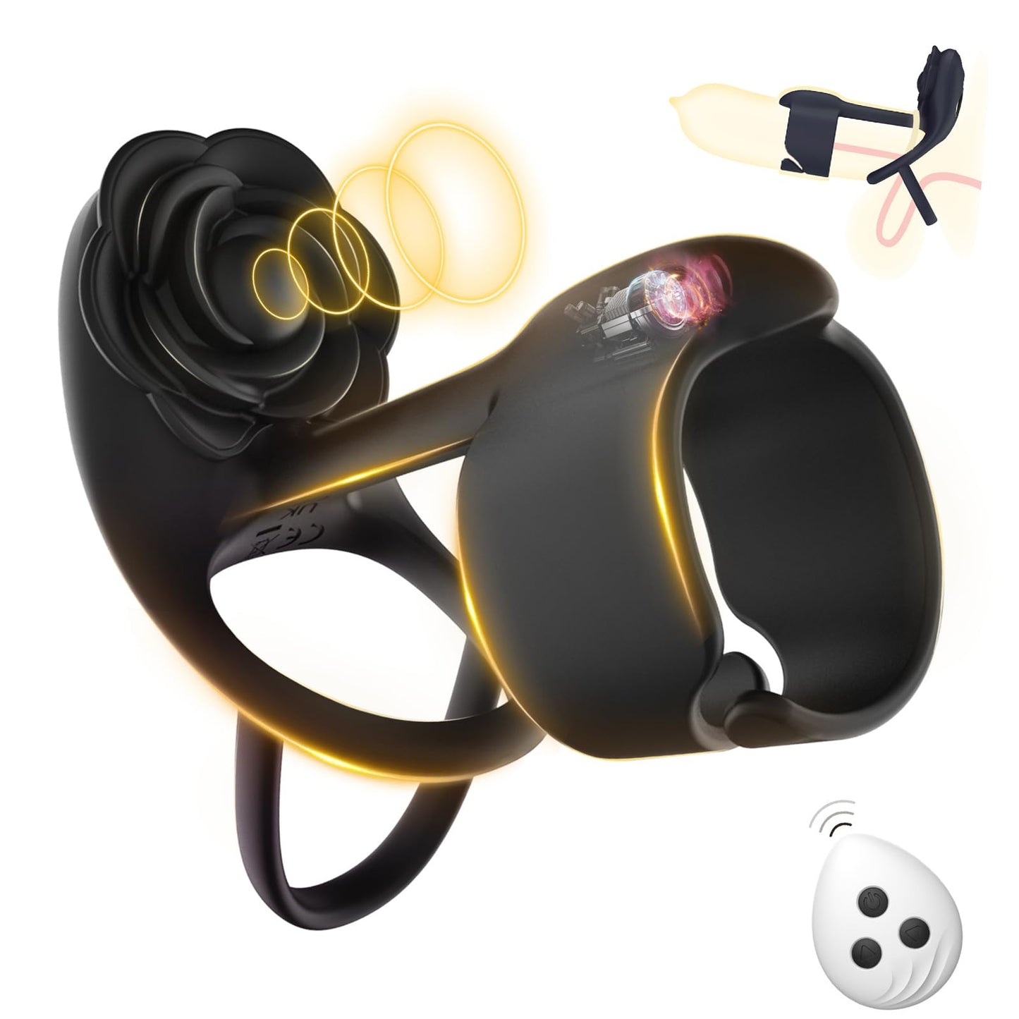 Quusvik - 3 IN 1 Vibrating Rose Penis Ring with 10 Vibration