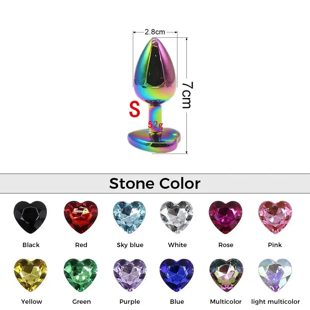 Quusvik multi-size multicolor stone heart-shaped butt plug3