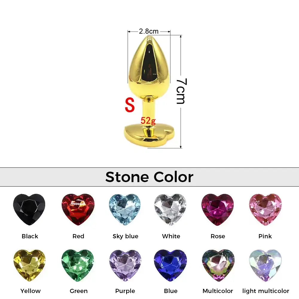 Quusvik multi-size stone colored gold heart butt plug5