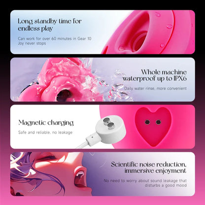 Lockink - Pink Love-Shaped Wearable Clitoral Suction Vibrator with Remote Control