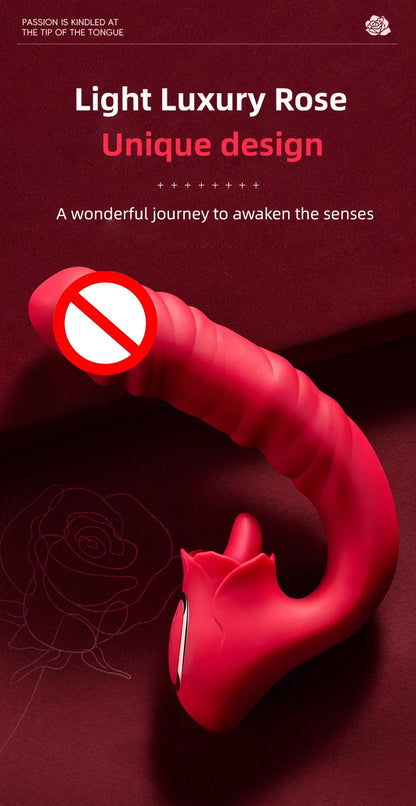 Quusvik Vibrator Women Simulated Rose Tongue Licking Clitoris Stimulator Powerful AV Vibrator Female Clit Sucker Adult Sex Toys